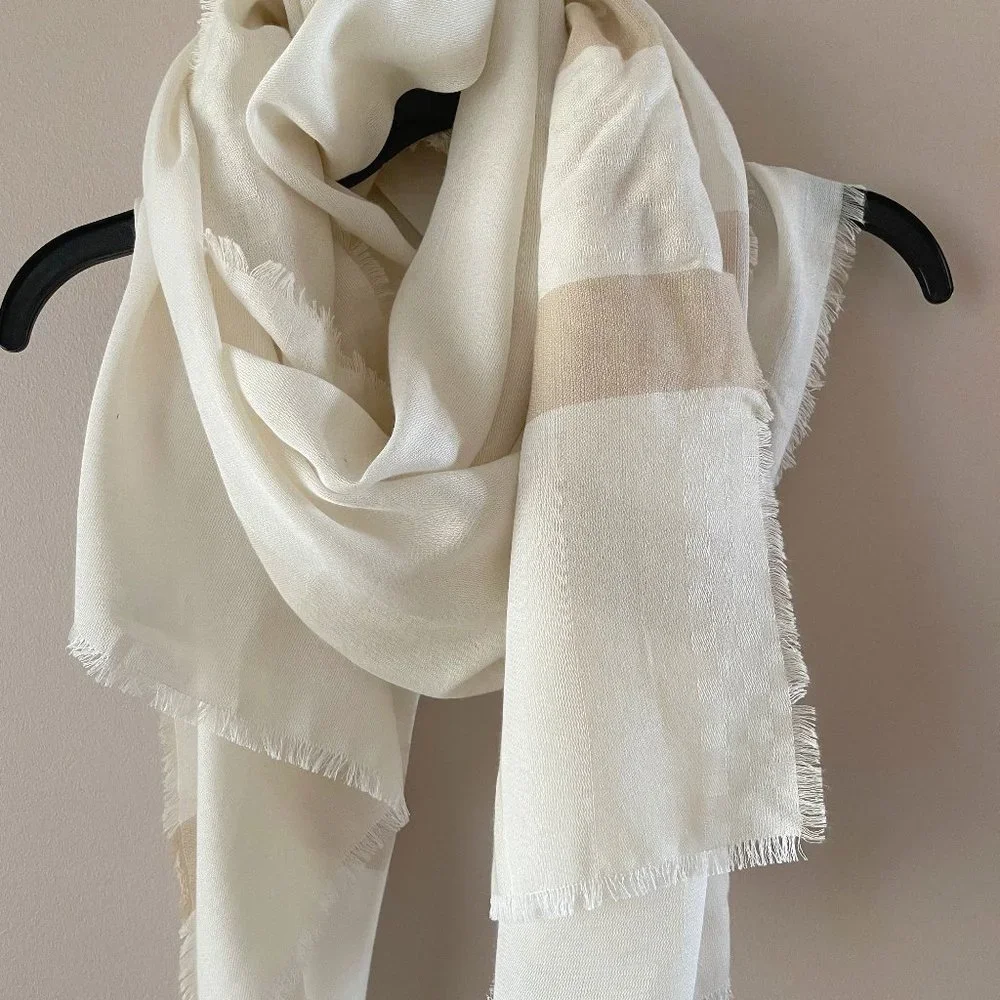 Anthropologie Carmine Shapes Scarf By Traits Paris Luxurious Gauzy Cotton NWT